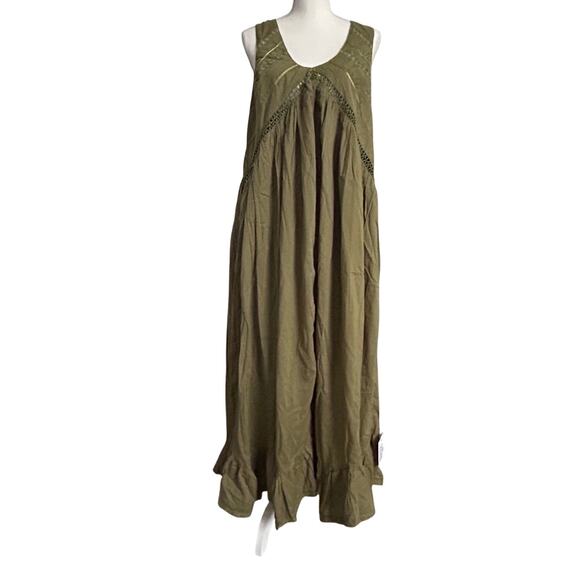 ASOS DESIGN Olive Hanky‎ Hem Maxi Dress Scoop Neck Boho Chic Party Dress-Size 10 - Picture 2 of 8